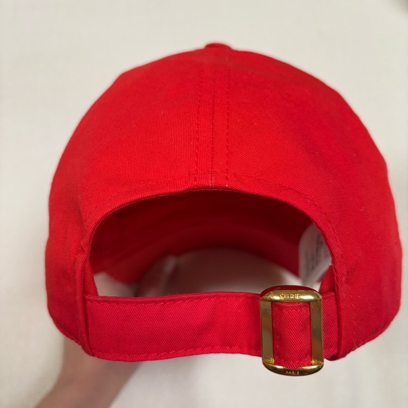 CELINE Triomphe Baseball Cap Rouge Vif - Picture 12 of 16